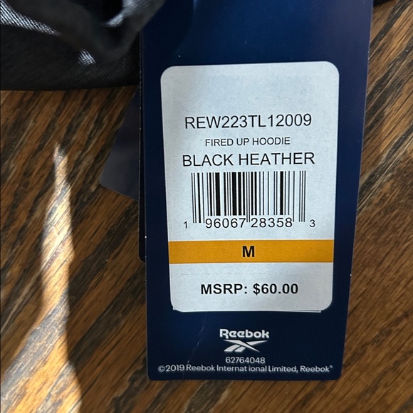 Reebok Charcoal Hooded Long Sleeve Shirt - Picture 5 of 5